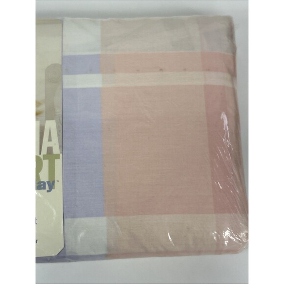 Martha Stewart King Fitted Sheet Pastel Plaid No Iron Purple Blue 200 Count - Picture 2 of 6